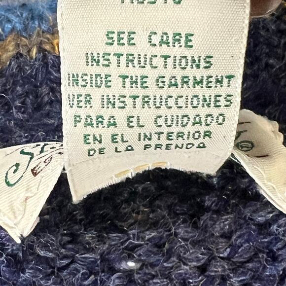 Vintage Y2K Fair Isle Sweater Women 1X Blue Snowflake Holiday Retro Winter Cabin - Picture 12 of 14